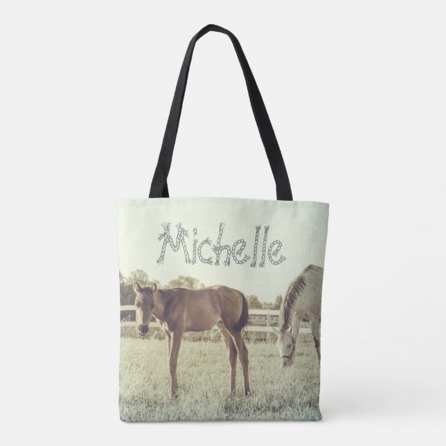 Tote Bag Gray Mare & Foie Horses CUSTOM (Dos)