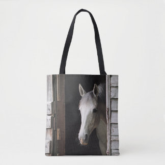 Tote Bag Gray Mare Horse Farm Animals Brown