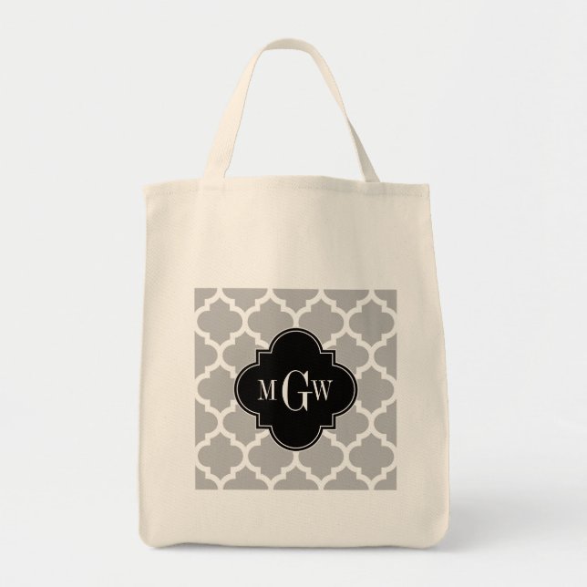 Tote Bag Gray White Moroccan (Devant)