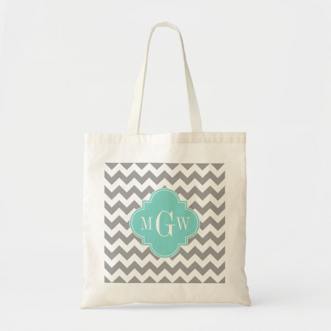 Tote Bag Gray Wht Chevron (Devant)