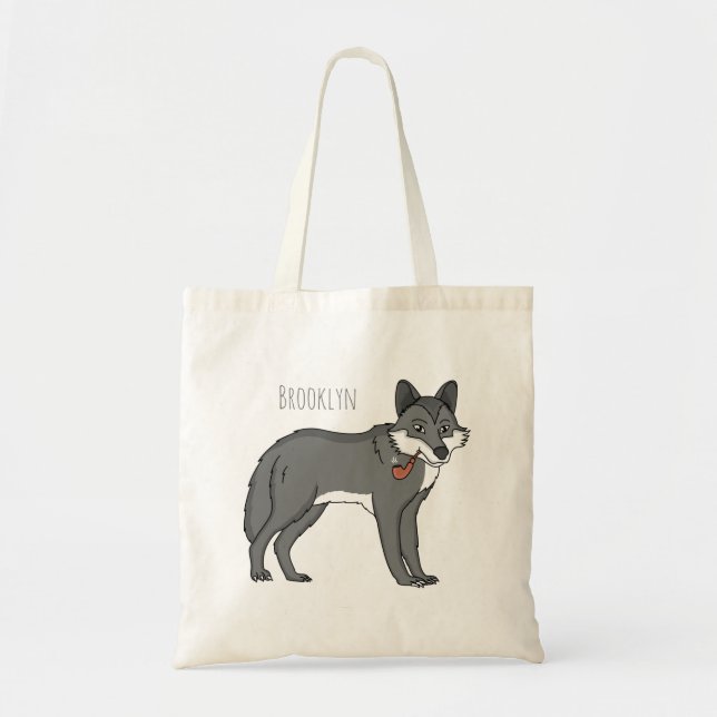 Tote Bag Gray wolf with pipe cartoon (Devant)