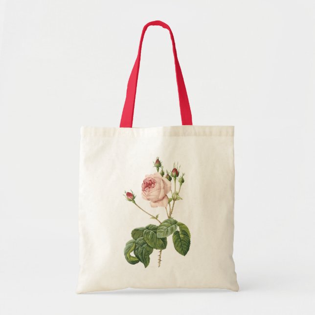 Tote Bag great cabbage-leaved rose by Redouté (Devant)