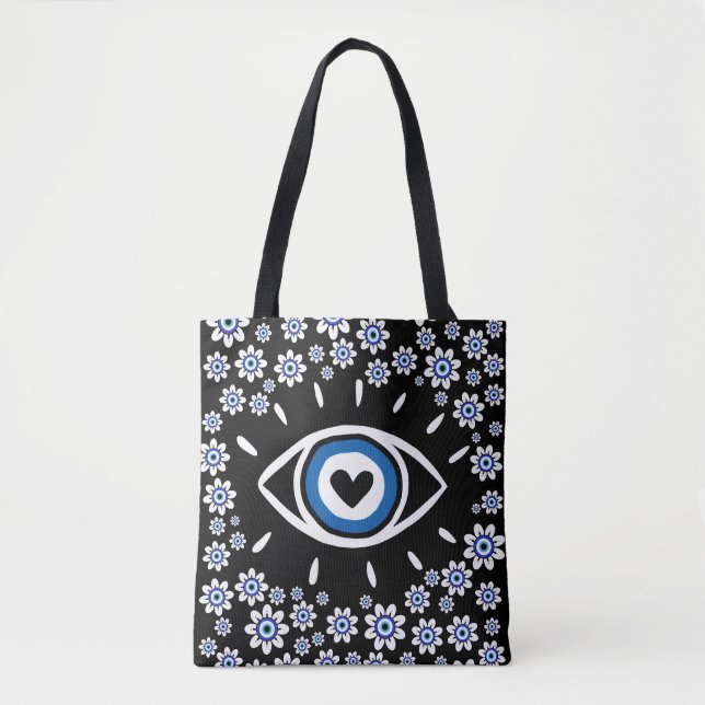 Tote Bag Grec Evil Oeil Hamsa Vibes Nazar Amulet Moderne (Devant)