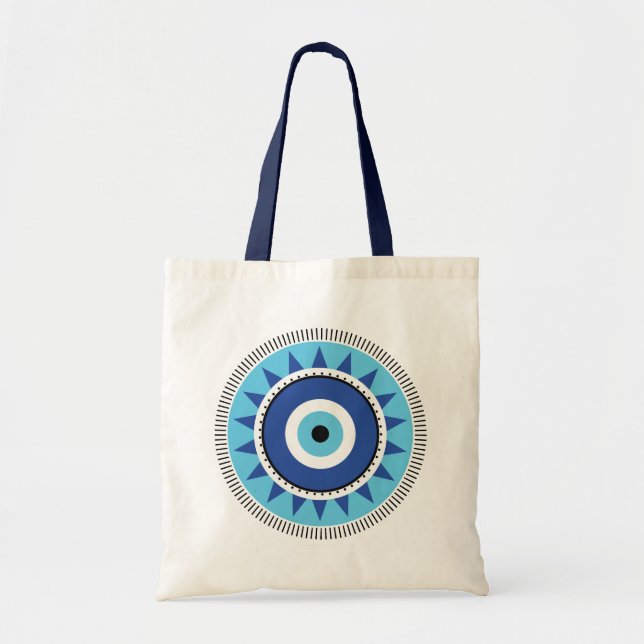 Tote Bag Grec Mal Eye Bleu (Devant)