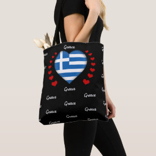 Tote Bag Grèce Drapeau & Coeur, mode/sport du drapeau grec