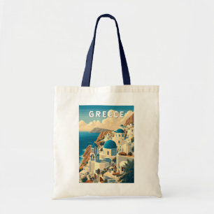 Tote Bag Grèce Illustration Voyage Art Vintage