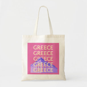 Tote Bag Grèce Travel Art, Summer Travel Art, Retro, Rose
