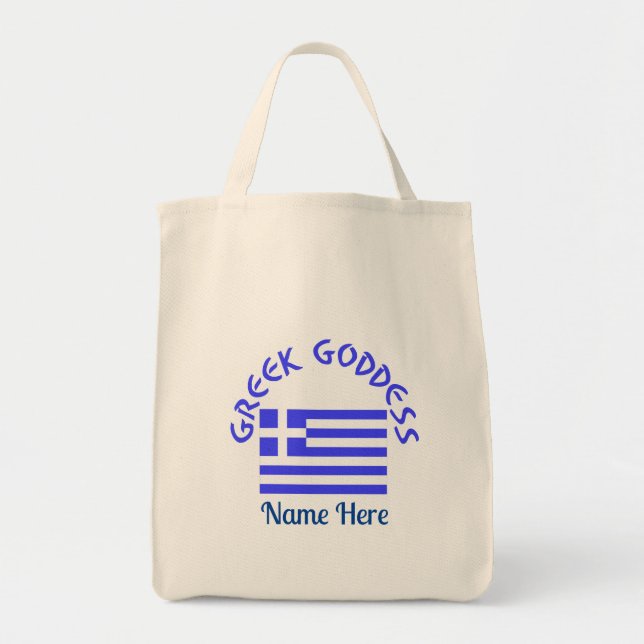 Tote Bag Greek Goddess and Flag of Greece Personalized  (Devant)