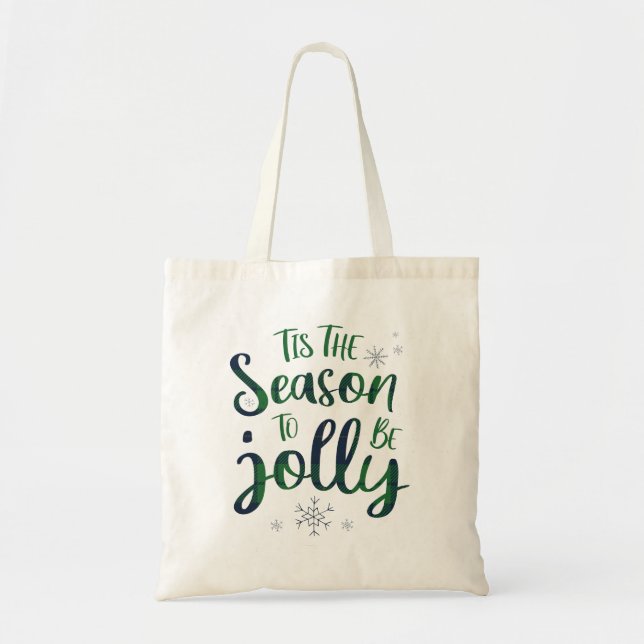 Tote Bag Green Blue Lumberjack Motif C'est la saison à être (Devant)