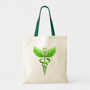 Tote Bag Green Caduceus Alternative Medicine Icône Médicale