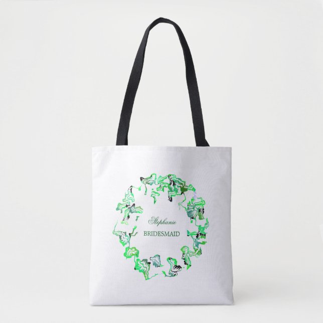 Tote Bag Green Crest Nom personnalisé Mariage Bridesmaid Fa (Devant)