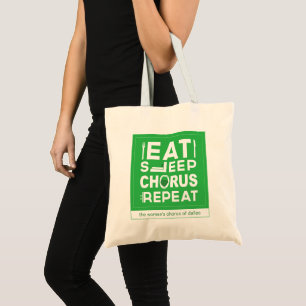 Tote Bag Green Eat Sleep Chorus Repeat Block