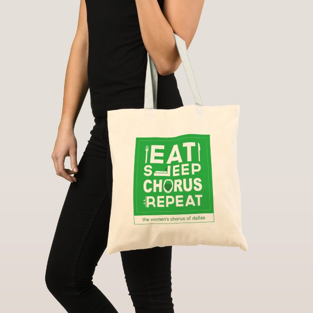 Tote Bag Green Eat Sleep Chorus Repeat Block (Devant (produit))