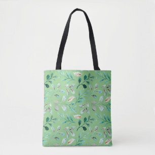Tote Bag Green Floral Leaves Nature