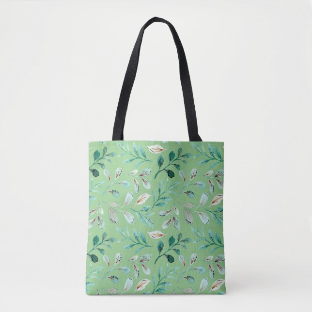 Tote Bag Green Floral Leaves Nature (Devant)