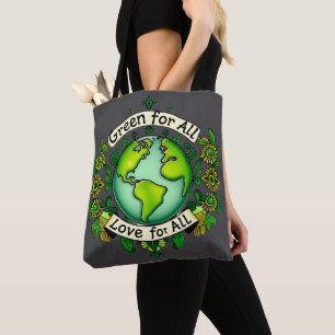 Tote Bag Green for All, Love for All - Arts de la Terre cul