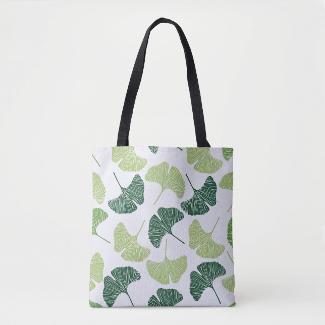 Tote Bag Green Ginkgo Biloba Motif sans couture (Devant)