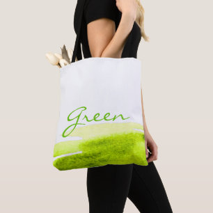 Tote Bag Green grass lime watercolor minimal
