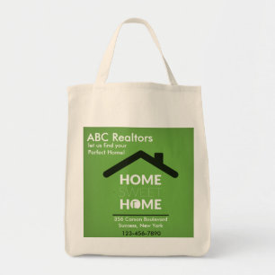 Tote Bag Green Home Sweet Home Grocery Tote