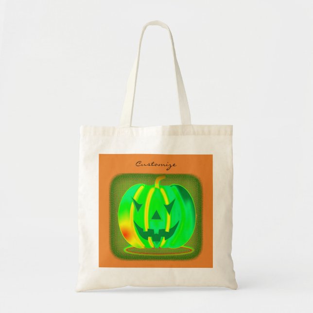 Tote Bag Green Jack olantern Halloween Thunder_Cove (Devant)