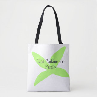 Tote Bag Green leaf abstract pastel family name retro boho