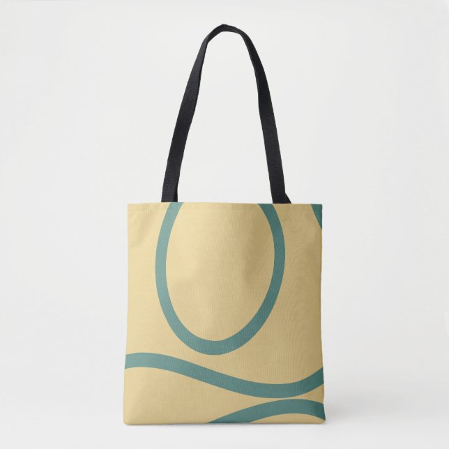 Tote Bag – Green Lines on Yellow (Devant)