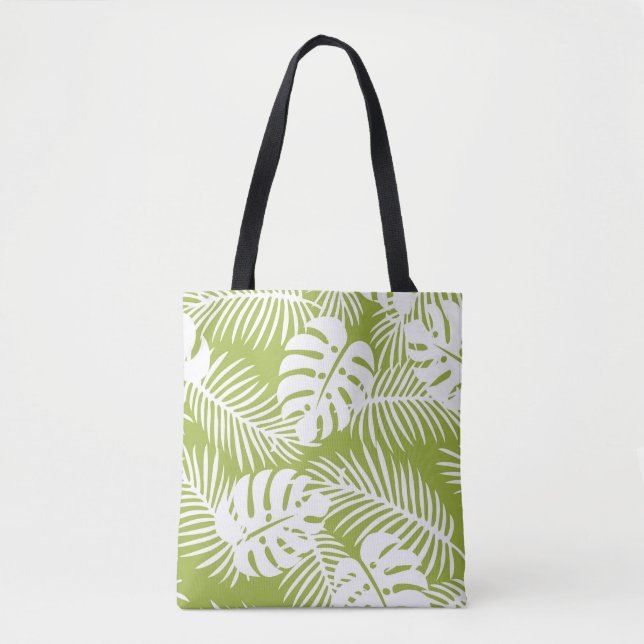 Tote Bag Green Palm Feuille Rainforest Motif (Devant)