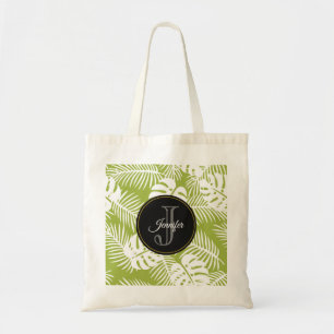 Tote Bag Green Palm Feuille Rainforest Motif Monogram