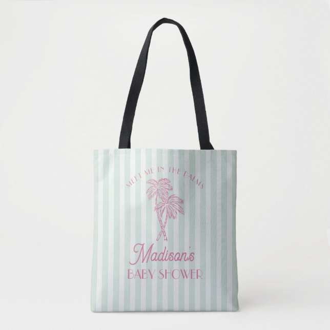 Tote Bag Green Palm Spring Pastel Beach Baby shower (Devant)