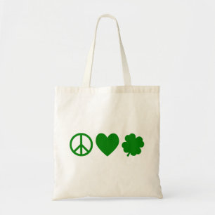 Tote Bag Green Peace Love & Shamrocks