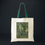 Tote Bag Green Peacock (Empereur) Moth de Vincent van Gogh<br><div class="desc">Maintenant disponible ! Cravates imprimés recto verso ! Deux fois plus gentil ! Great Peacock Moth ou Emperor Moth de Vincent van Gogh est une peinture naturelle de post impressionnisme d'art vintage. Un géant empereur Moth vole parmi les fleurs et les plantes dans un jardin jardin. Van Gogh utilisait des...</div>