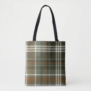 Tote Bag Green Plaid Dark Academia