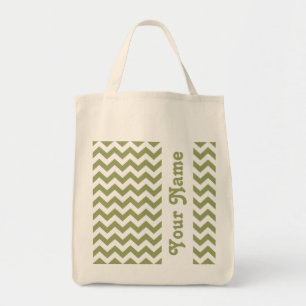 Tote Bag Green Safari Chevron avec nom personnalisable