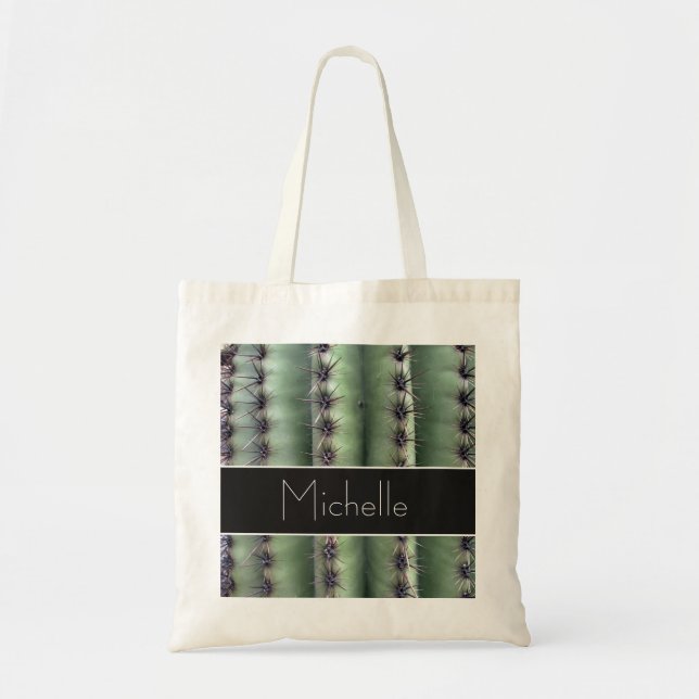 Tote Bag Green Saguaro Cactus Désert moderne (Devant)