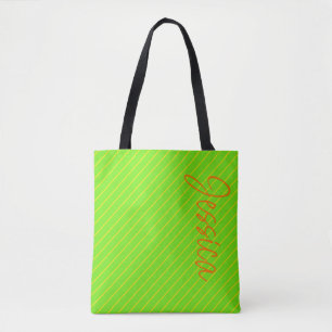 Tote Bag Green Stripes Chic Moderne Typographie Girl Modern