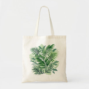 Tote Bag Green Tropical Palm & Monstera Feuille