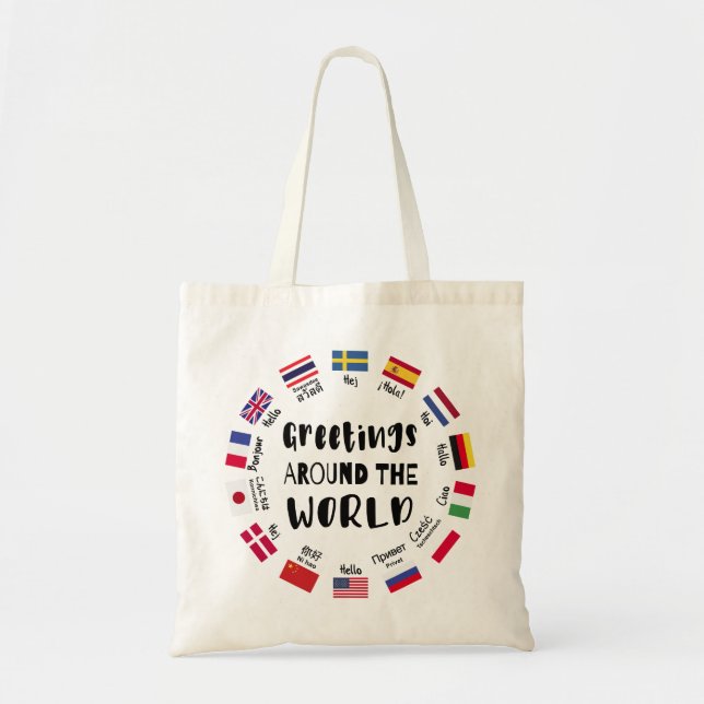 Tote Bag Greetings around the world, Hello in all languages (Devant)