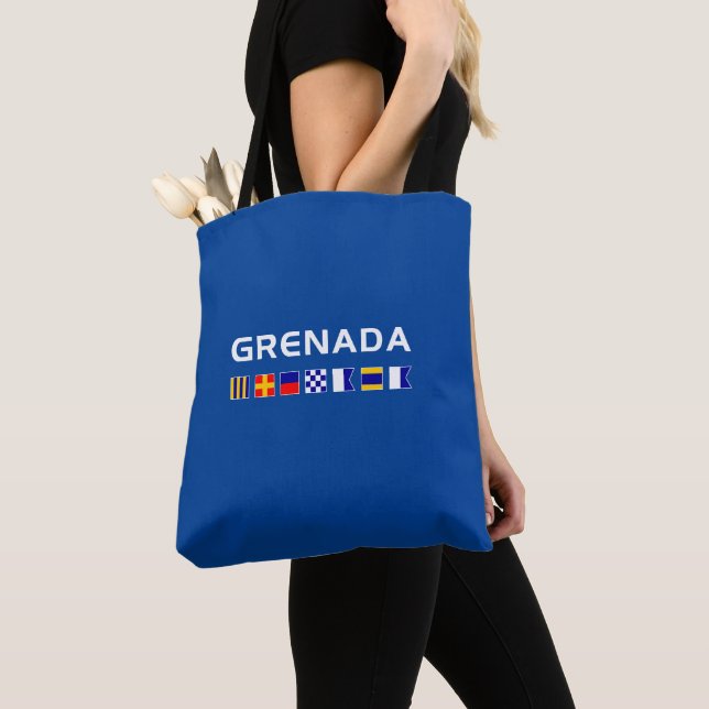 Tote Bag Grenade Nautique Marines Drapeaux de Voile Couleur (De près)