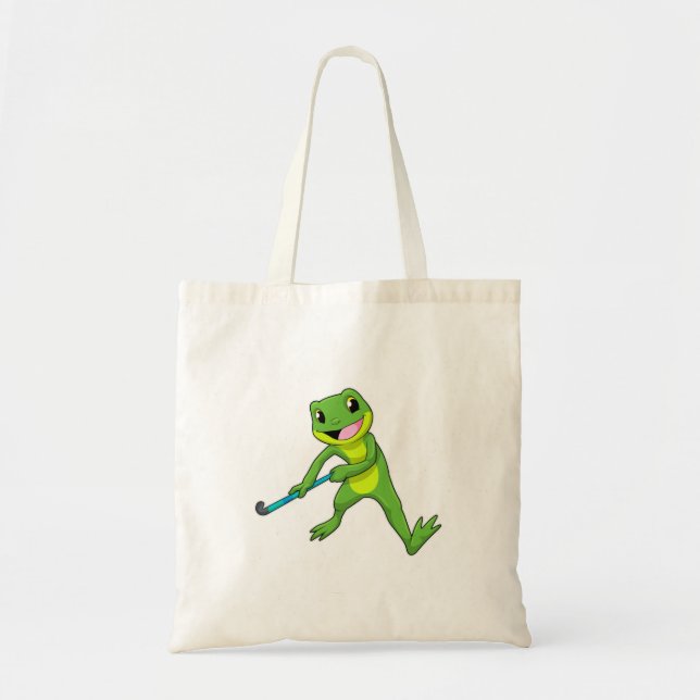 Tote Bag Grenouille à Hockey avec chauve-souris de hockey (Devant)