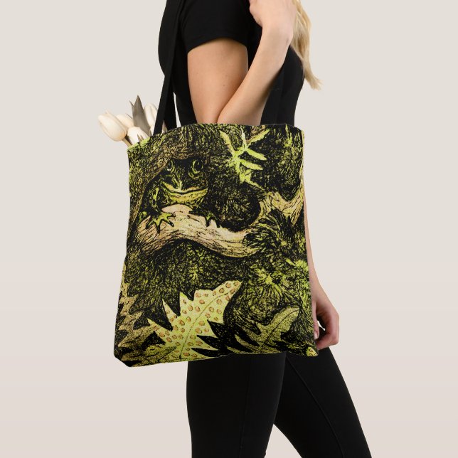 Tote Bag Grenouille Art Nouveau hollandaise dans l'arbre (De près)