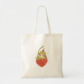 Tote Bag Grenouille assise sur un graphique cottagecore de 