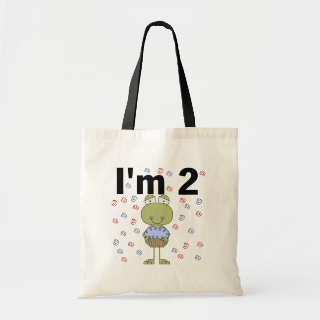 Tote Bag Grenouille avec Cupcake 2e chemises d'anniversaire (Devant)
