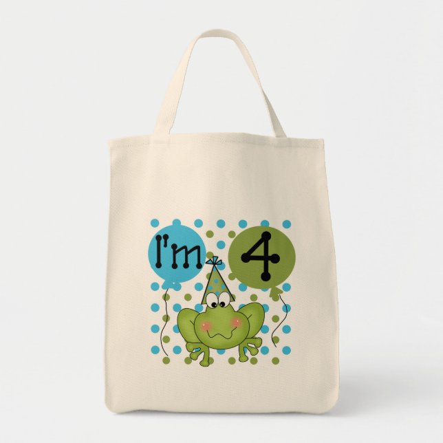 Tote Bag Grenouille bleue 4e anniversaire Tshirts et cadeau (Devant)