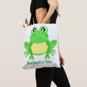 Tote Bag Grenouille caricaturale Vert magret