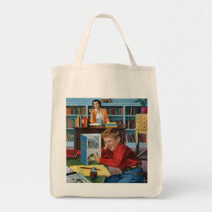 Tote Bag Grenouille dans la bibliothèque
