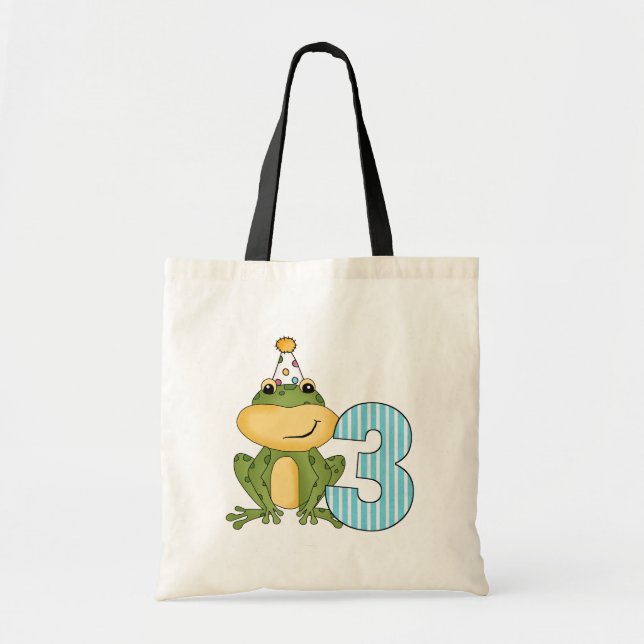 Tote Bag Grenouille de fête 3e anniversaire T-shirts et cad (Devant)
