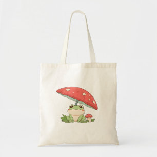 Tote Bag Grenouille de jour de pluie sous champignon design