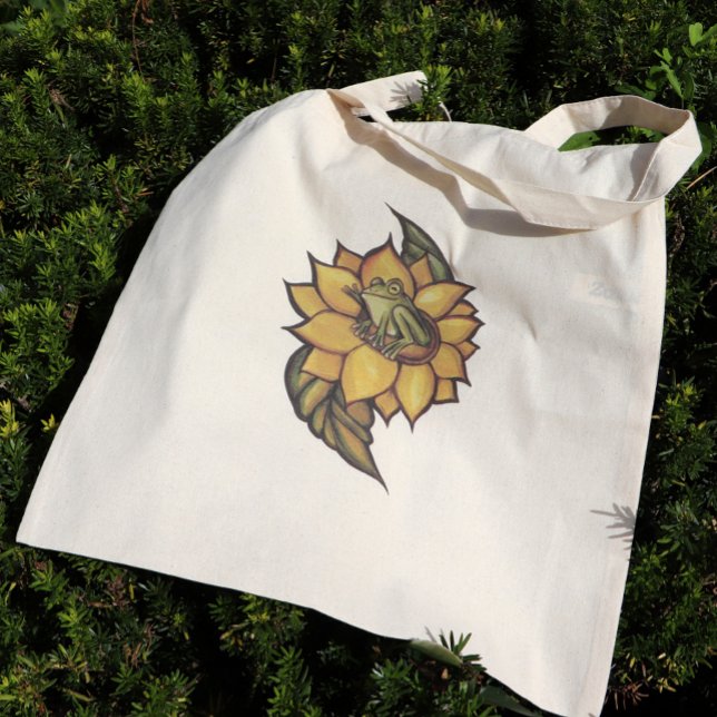 Tote Bag Grenouille de tournesol Fleur de fleurs (Créateur téléchargé)