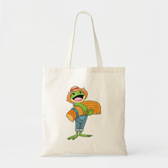 Tote Bag Grenouille en tant que fermier avec paille (Devant)