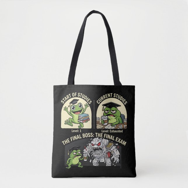 Tote Bag  Grenouille Étudiante Drôle Examen Final Niveau Pa (Devant)